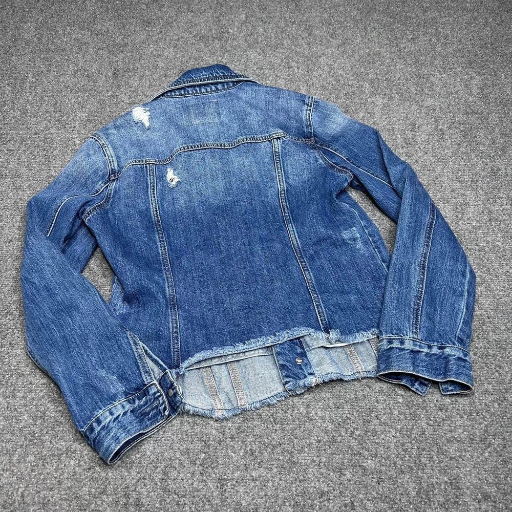 Blank NYC distressed denim jacket with raw hem. Size Extra Small - Picture 2 of 5